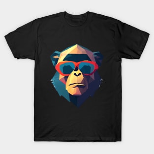 Cool Low Poly Chimpanzee wearing Sunglasses T-Shirt